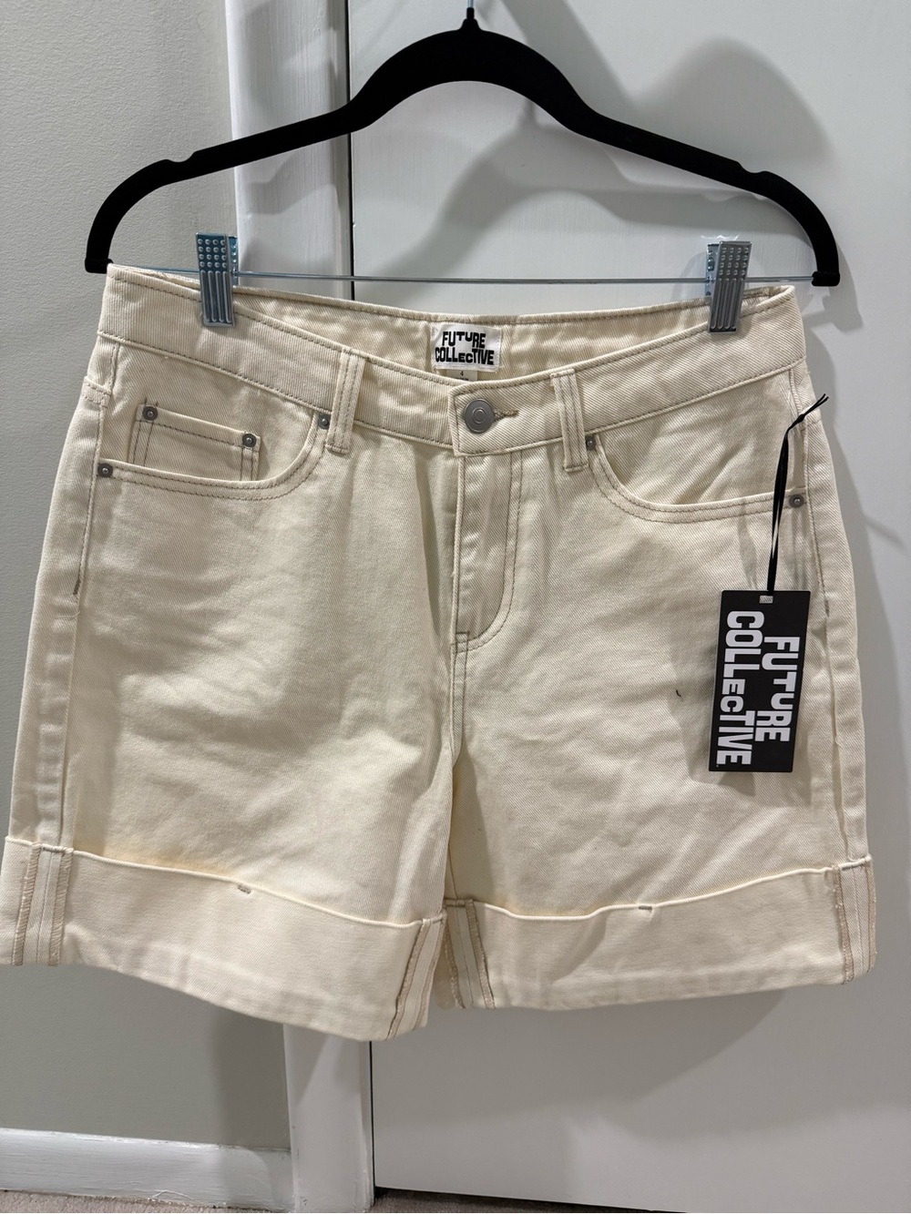Future Collective Cream High-Rise Cotton Shorts